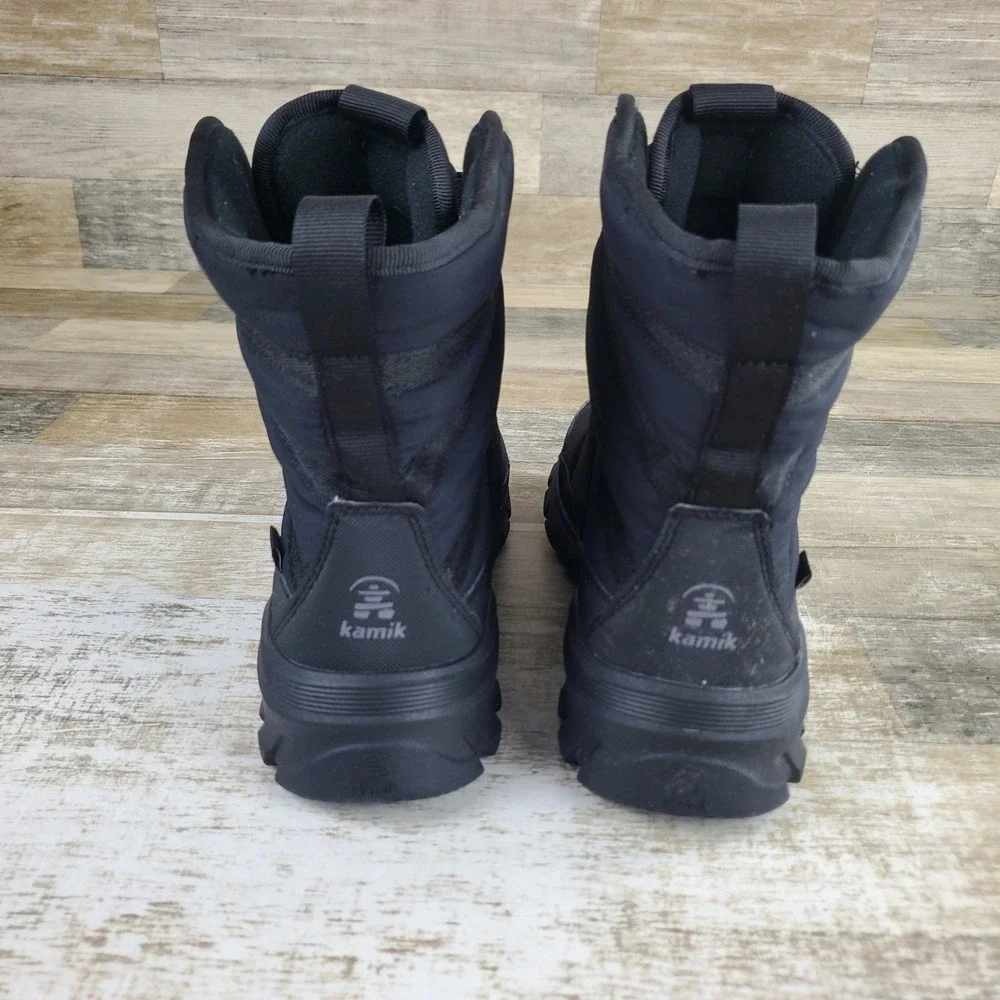 Kamik Snowdon Womens Winter Boots Sz 9 Black Waterproof Fleece Lined Lace Up